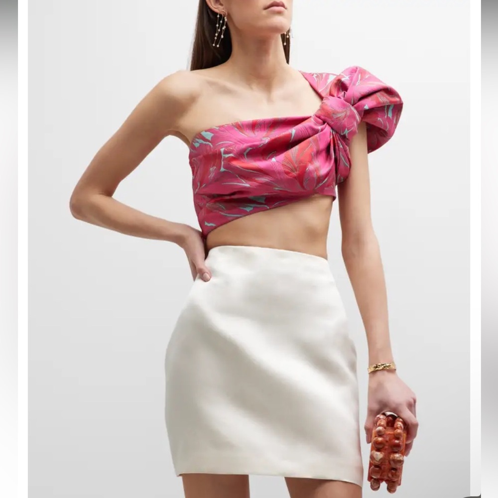 NWT Cult Gaia June Floral Draped Sleeve Crop Top